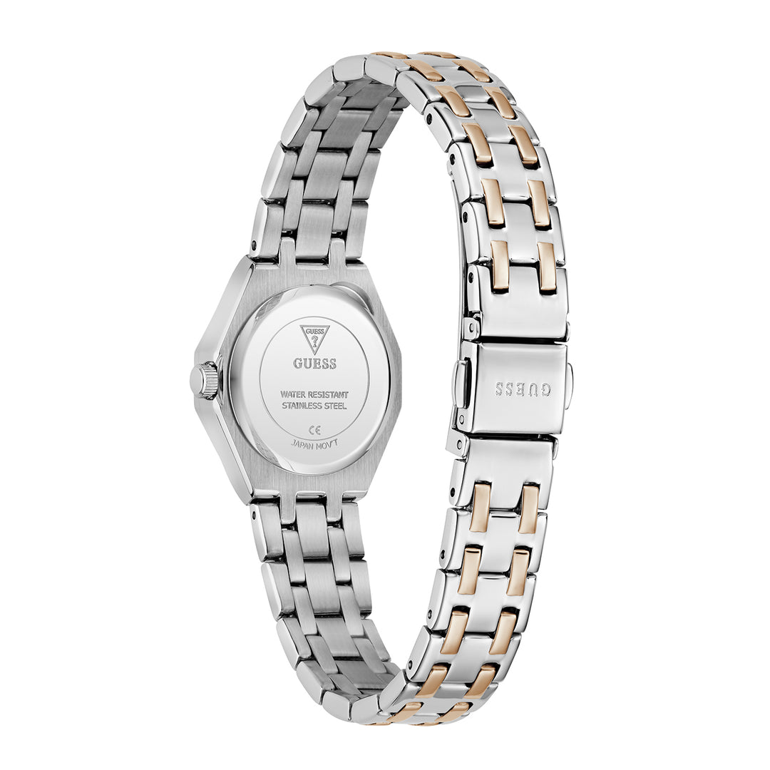 Guess Women's Watch Silver & Rose Gold Tone Case Silver Dial Quartz