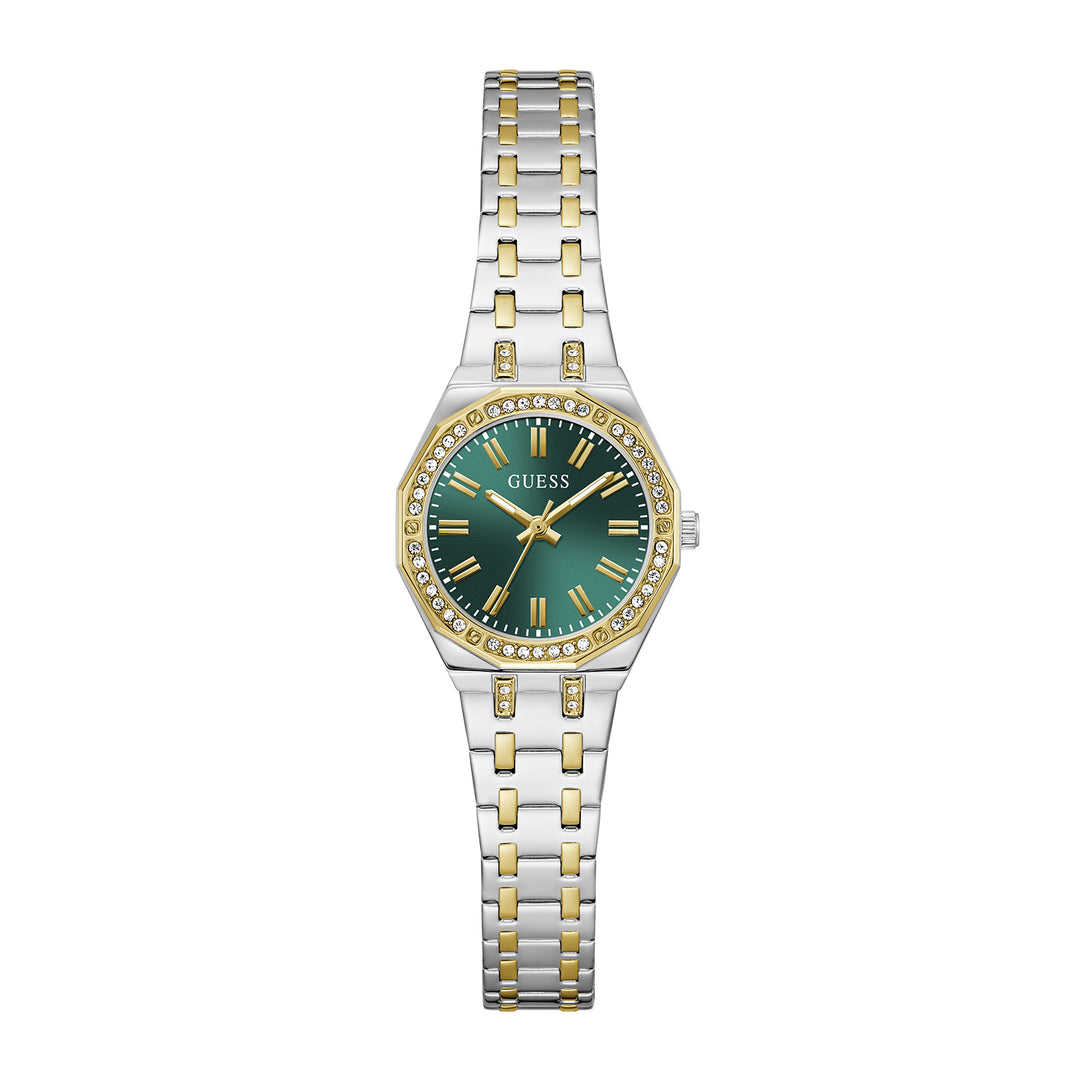 Guess Women's Watch Silver & Gold Tone Case Green Dial Quartz