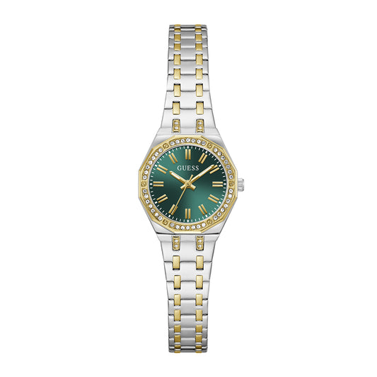 Guess Women's Watch Silver & Gold Tone Case Green Dial Quartz