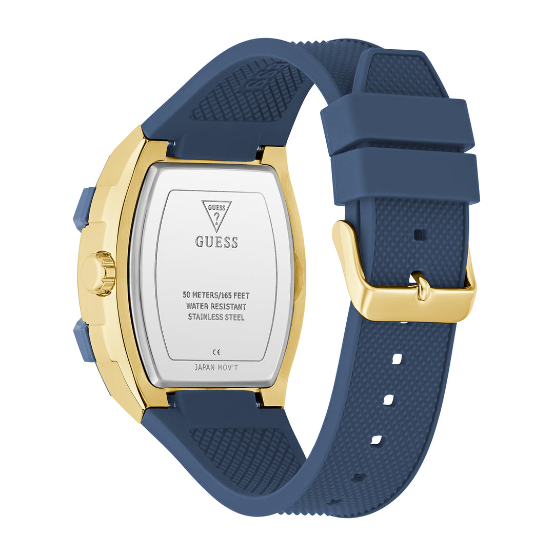 Guess Men's Watch Gold Tone Case Blue Dial Multifunction Quartz