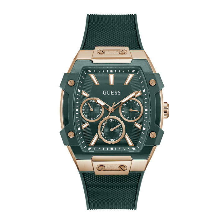 Guess Men's Watch Rose Gold Tone Case Green Dial Quartz
