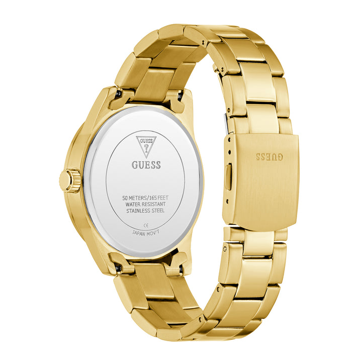 Guess Men's Watch Gold Tone Case Black Dial Quartz
