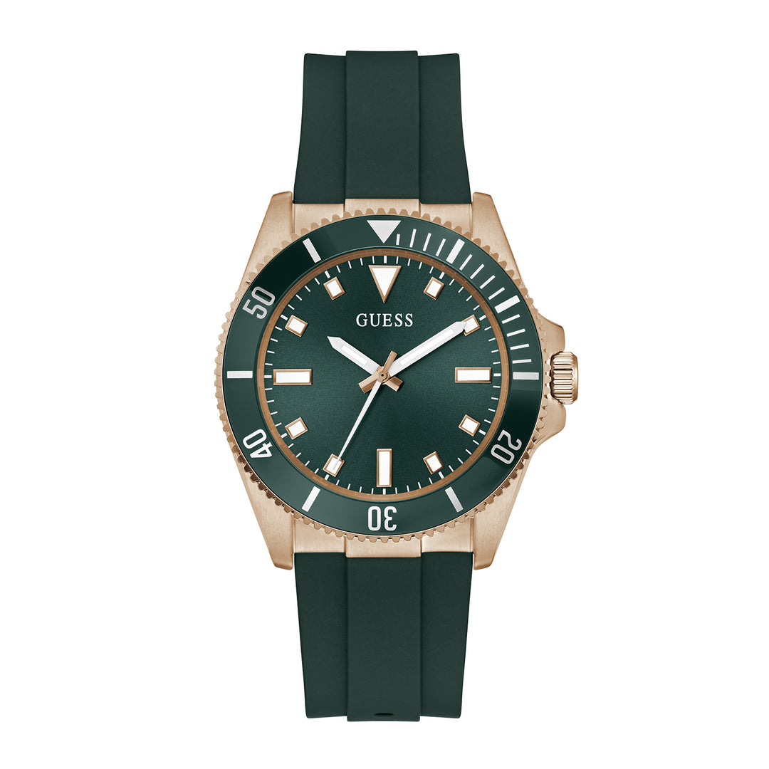 Guess Men's Watch Rose Gold Tone Case Green Dial Quartz