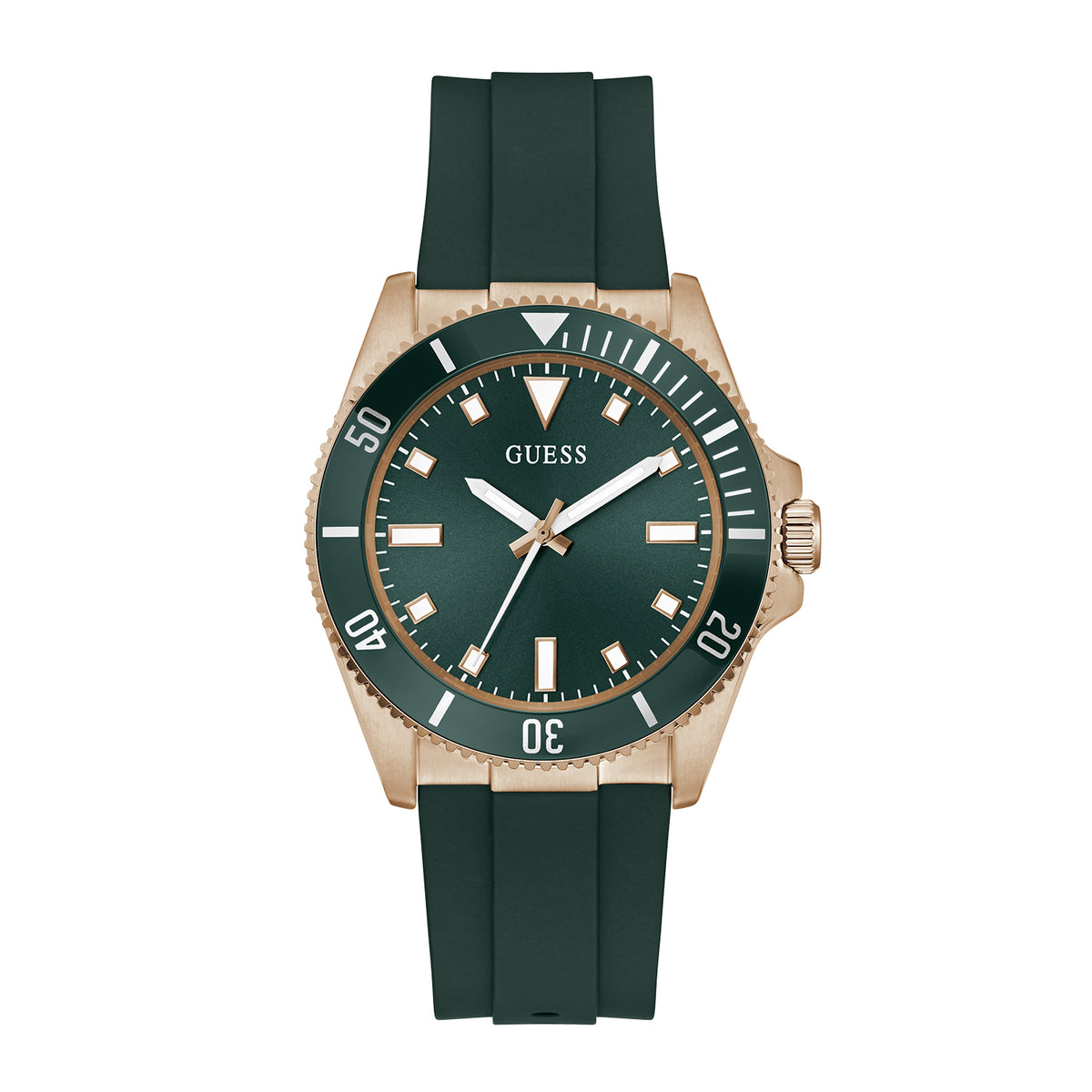 Guess Men's Watch Rose Gold Tone Case Green Dial Quartz
