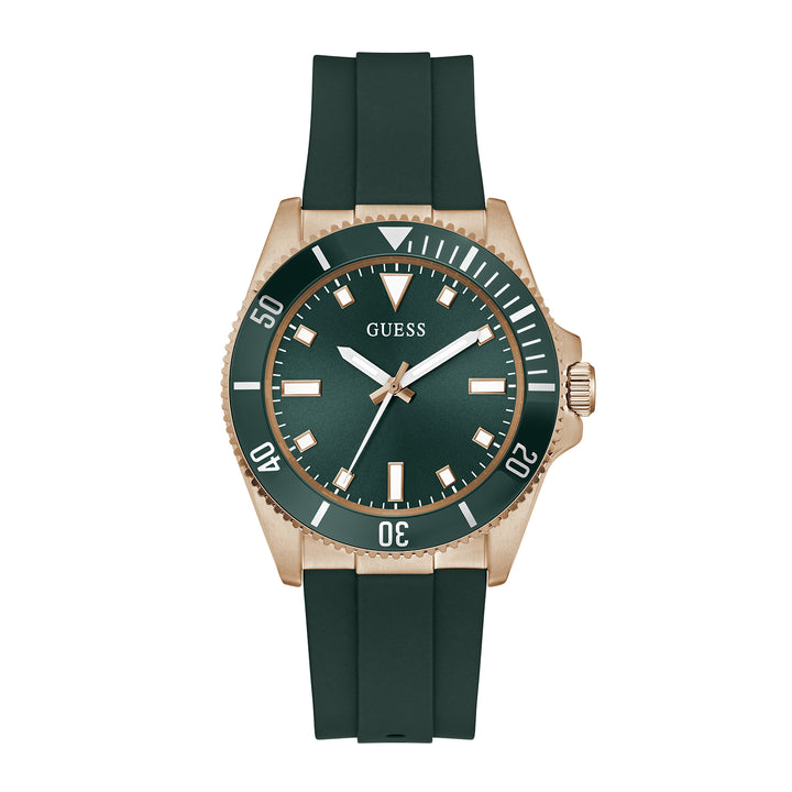 Guess Men's Watch Rose Gold Tone Case Green Dial Quartz