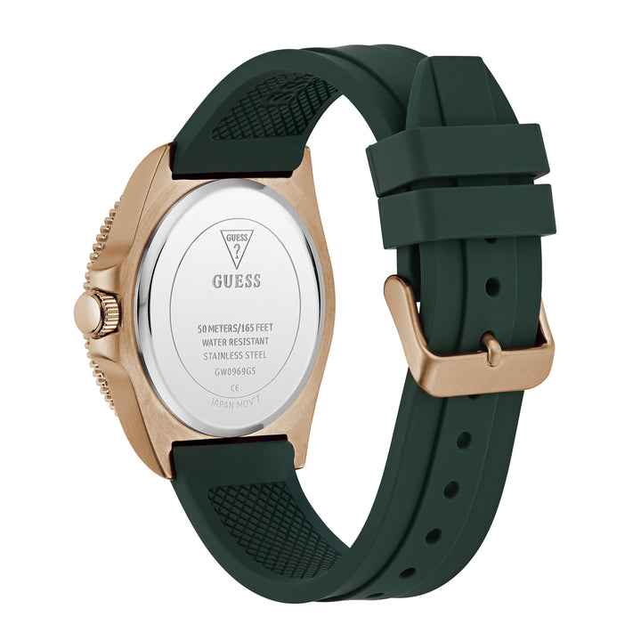 Guess Men's Watch Rose Gold Tone Case Green Dial Quartz