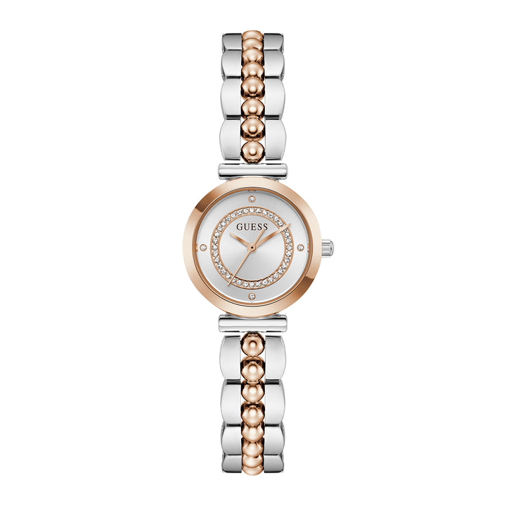Guess Women's Watch Silver & Rose Gold Tone Case Silver Dial Quartz