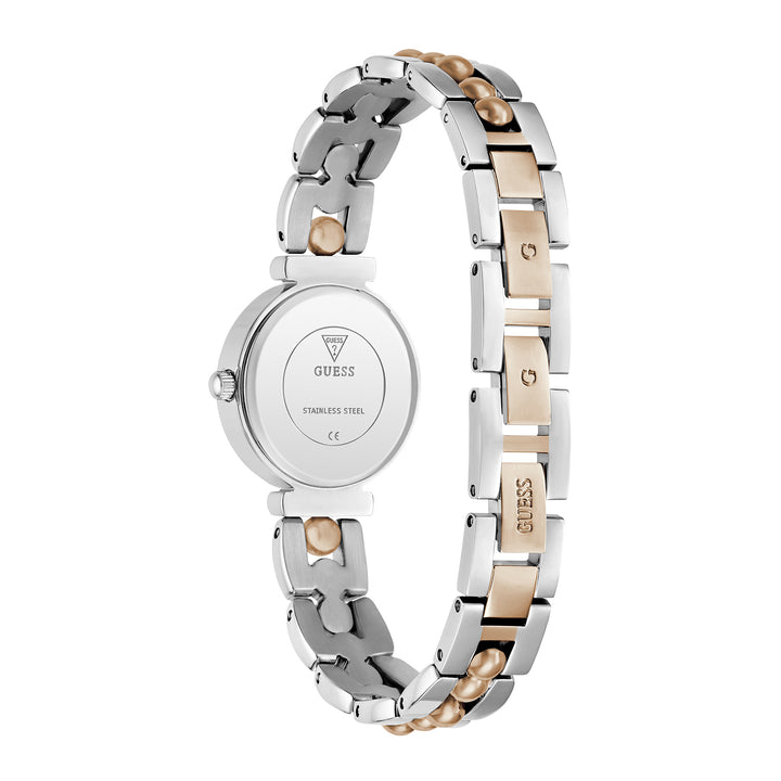 Guess Women's Watch Silver & Rose Gold Tone Case Silver Dial Quartz