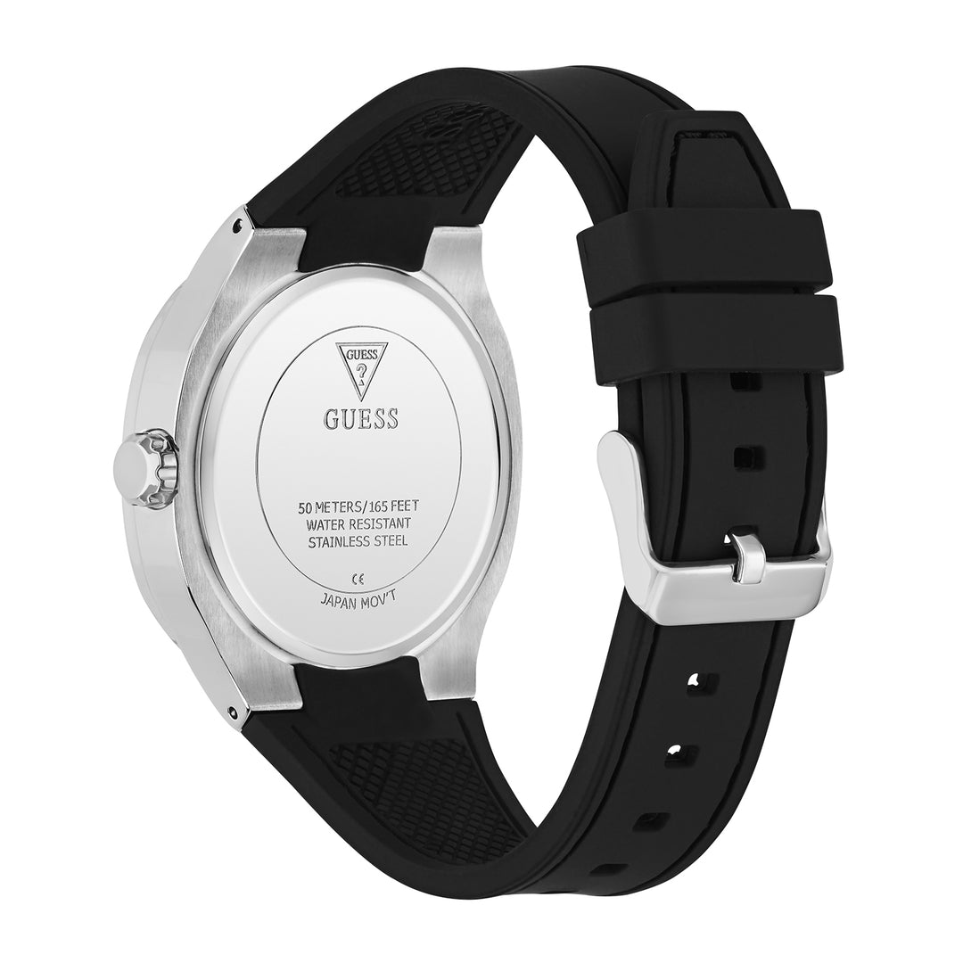 Guess Men's Watch Silver Tone Case Black Dial Quartz