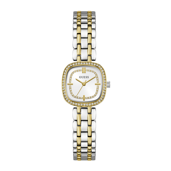 Guess Women's Watch Silver & Gold Tone Case White Dial Quartz