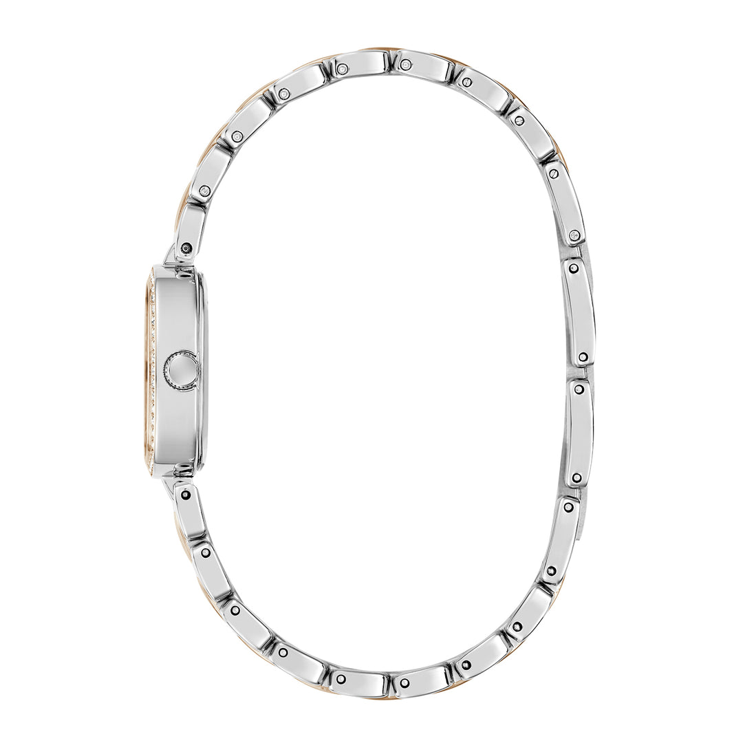 Guess Women's Watch Silver & Rose Gold Tone Case White Dial Quartz