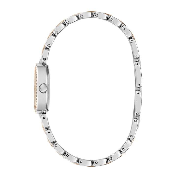 Guess Women's Watch Silver & Rose Gold Tone Case White Dial Quartz