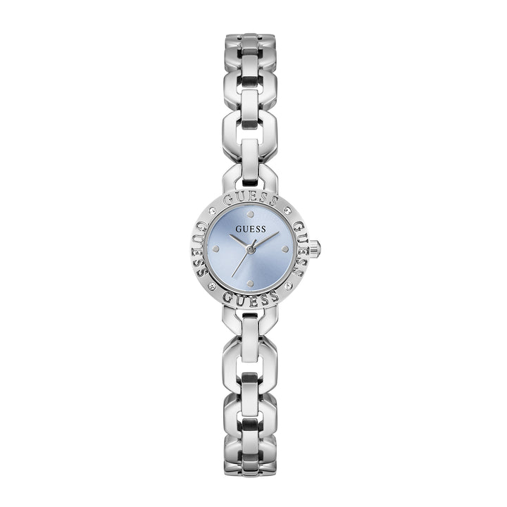 Guess Women's Watch Silver Tone Case Ice Blue Dial Quartz