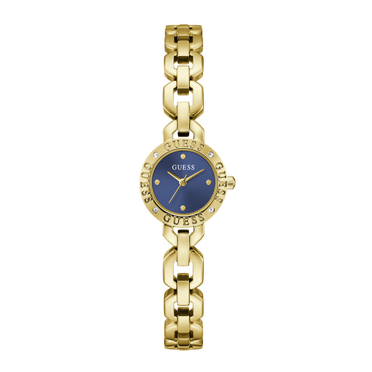 Guess Women's Watch Gold Tone Case Blue Dial Quartz