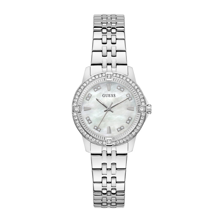 Guess Women's Watch Silver Tone Case White Dial Quartz