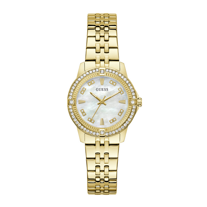 Guess Women's Watch Gold Tone Case White Dial Quartz