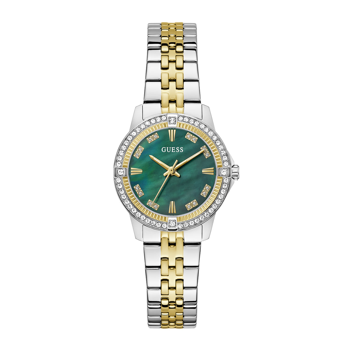 Guess Women's Watch Silver & Gold Tone Case Green Dial Quartz