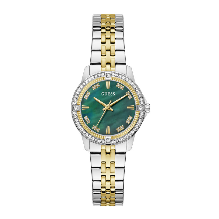 Guess Women's Watch Silver & Gold Tone Case Green Dial Quartz