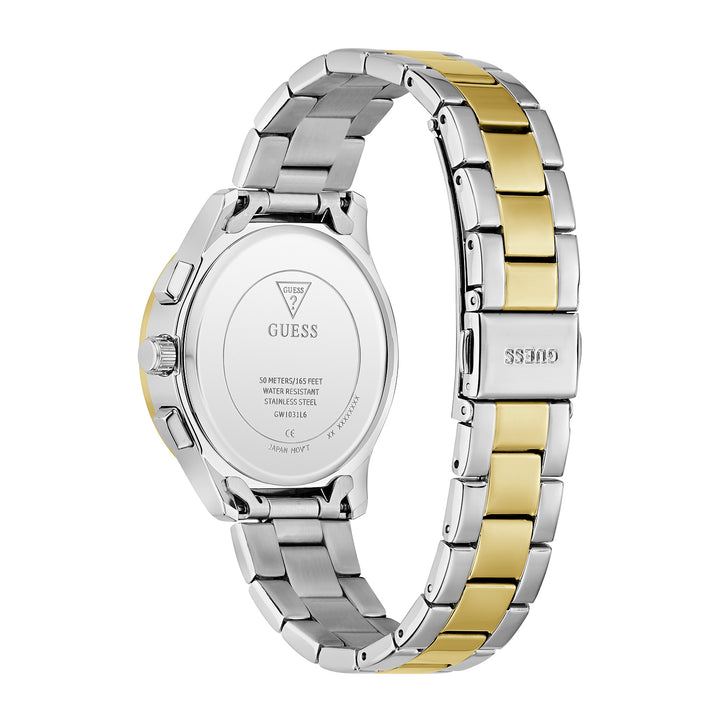 Guess Women's Watch Silver & Gold Tone Case Green Dial Multifunction Quartz