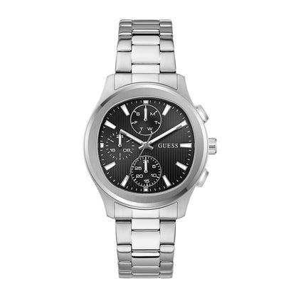 Guess Men's Watch Silver Tone Case Black Dial Multifunction Quartz - GW1048G1