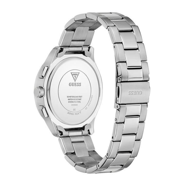 Guess Men's Watch Silver Tone Case Black Dial Multifunction Quartz