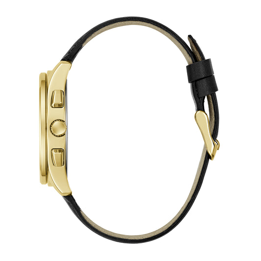 Guess Men's Watch Gold Tone Case Black Dial Multifunction Quartz