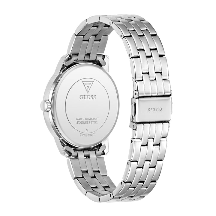 Guess Men's Watch Silver Tone Case Black Dial Quartz