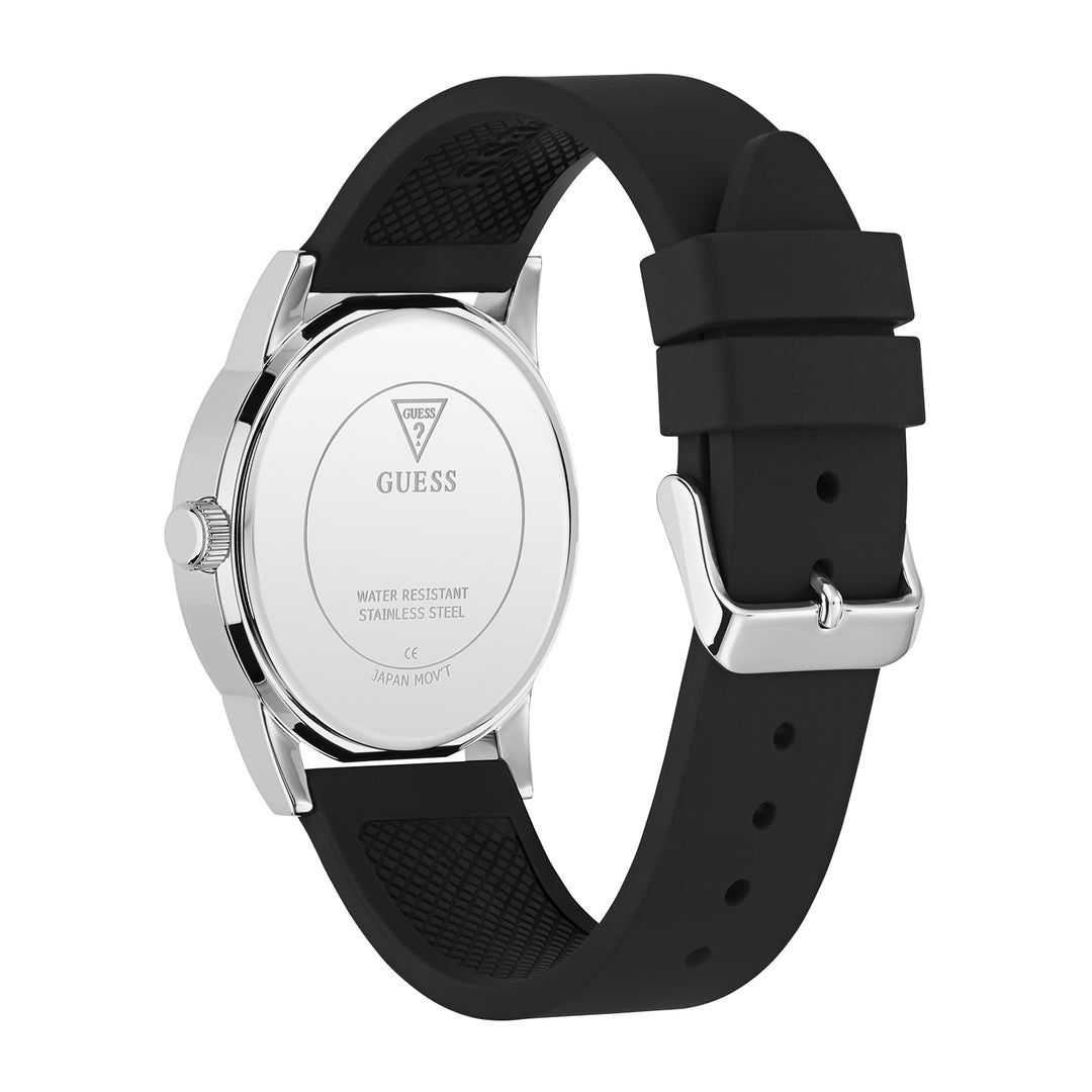 Guess Men's Watch Silver Tone Case Black Dial Multifunction Quartz