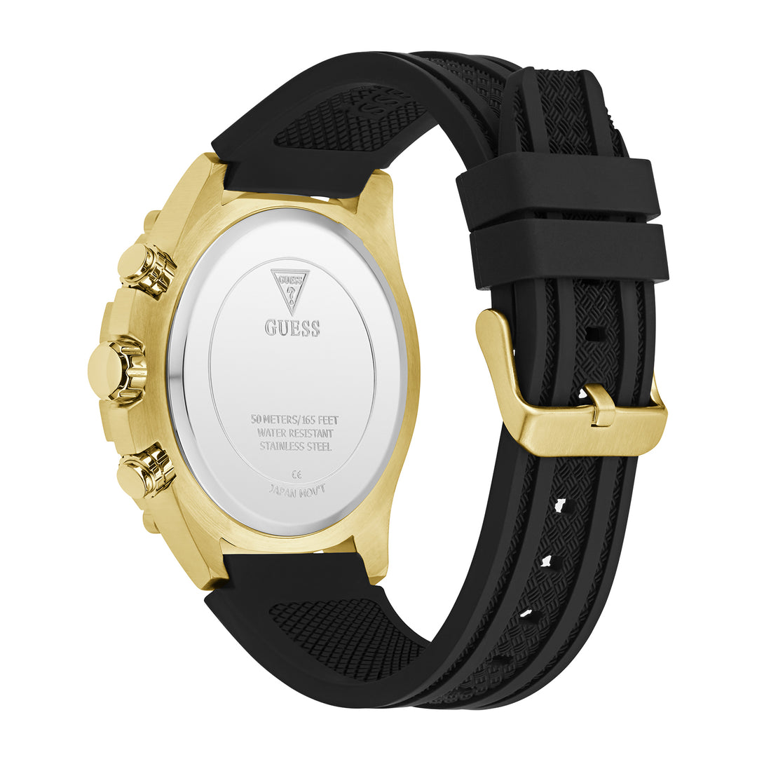 Guess Men's Watch Gold Tone Case Black Dial Multifunction Quartz
