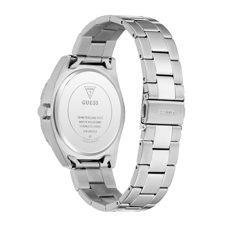 Guess Men's Watch Silver Tone Case Green Dial Multifunction Quartz