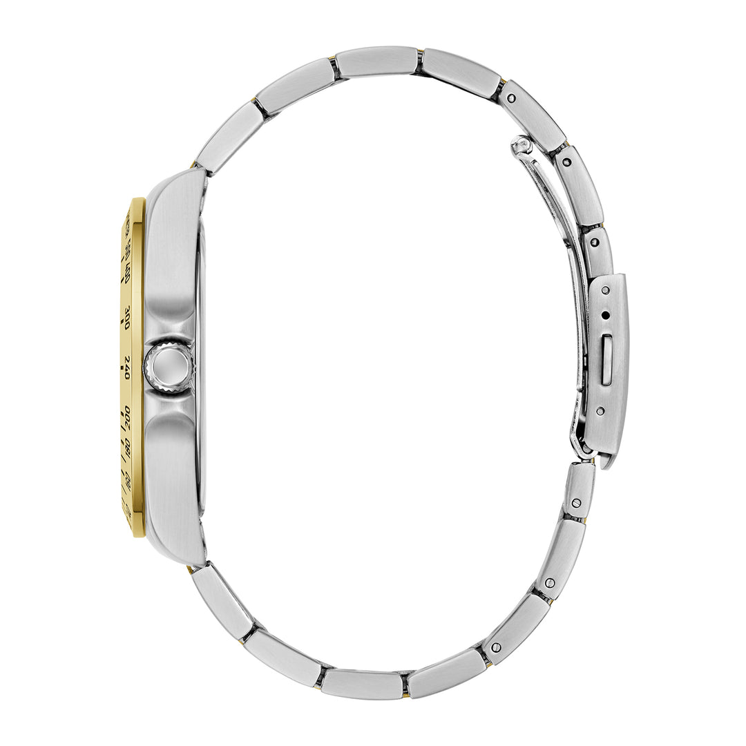 Guess Men's Watch Silver & Gold Tone Case Black Dial Quartz