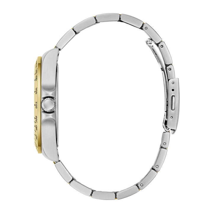 Guess Men's Watch Silver & Gold Tone Case Black Dial Quartz