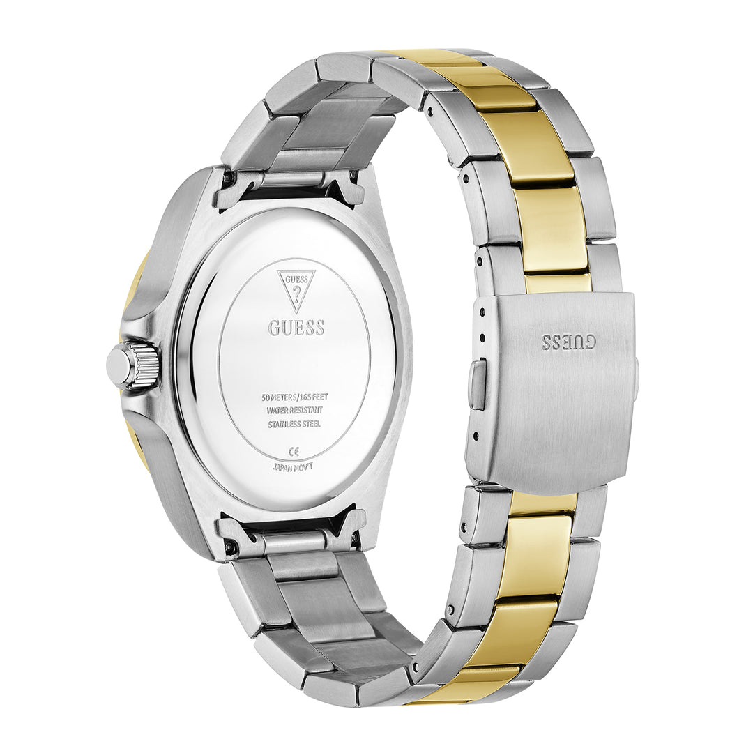 Guess Men's Watch Silver & Gold Tone Case Black Dial Quartz