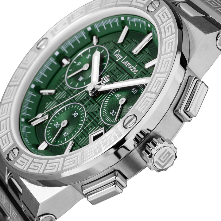 Guy Laroche Men's Stainless Steel Case Bracelet GREEN Dial Watch