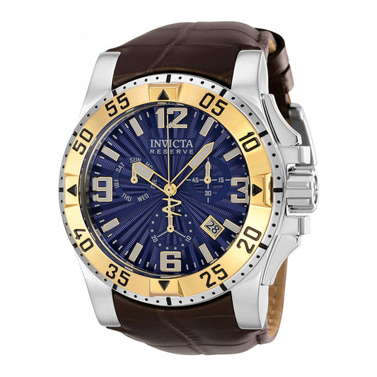 Invicta Reserve Men 49.5mm Stainless Steel Gold + Steel Blue dial Z60 Quartz