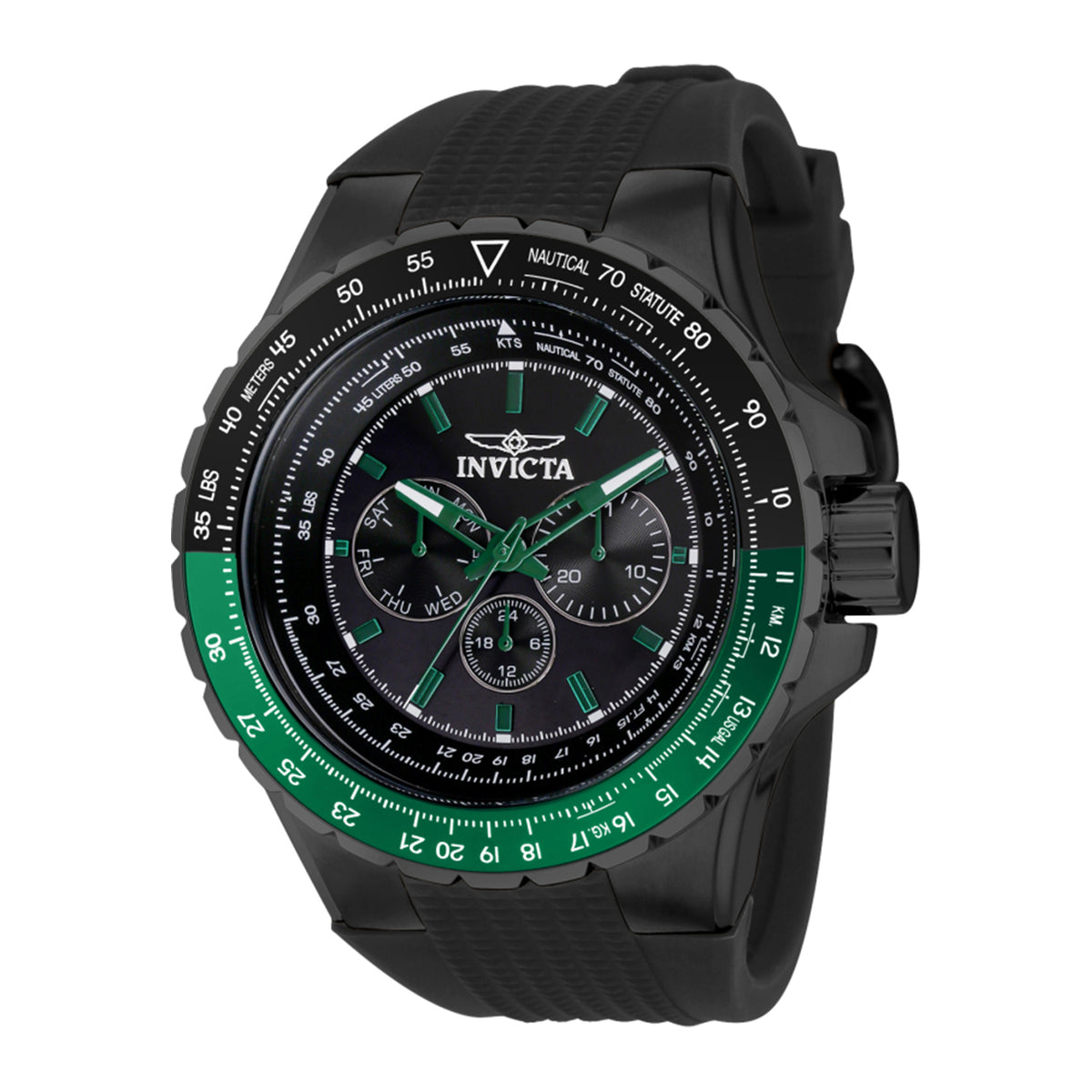 Invicta Aviator Men 50mm Stainless Steel Black Black+Dark Green dial VH63 Quartz - INV39308