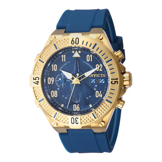 Invicta Aviator Men 50mm Stainless Steel Gold Blue dial VD5F Quartz