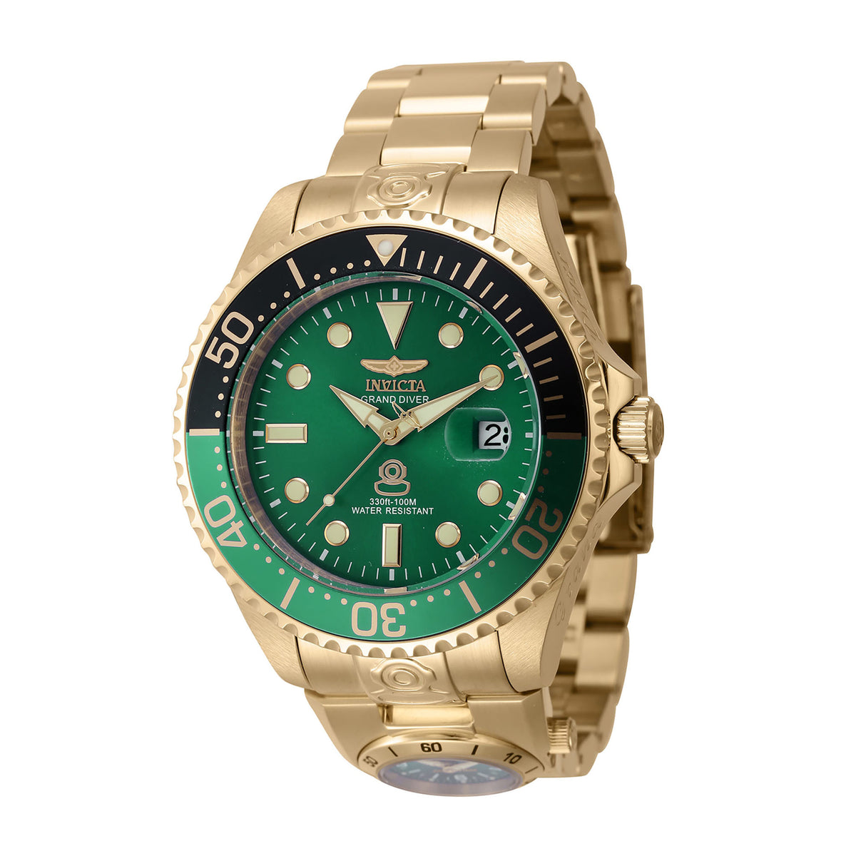 Invicta Pro Diver Men 47mm Stainless Steel Gold Green dial NH35A Automatic - INV45818