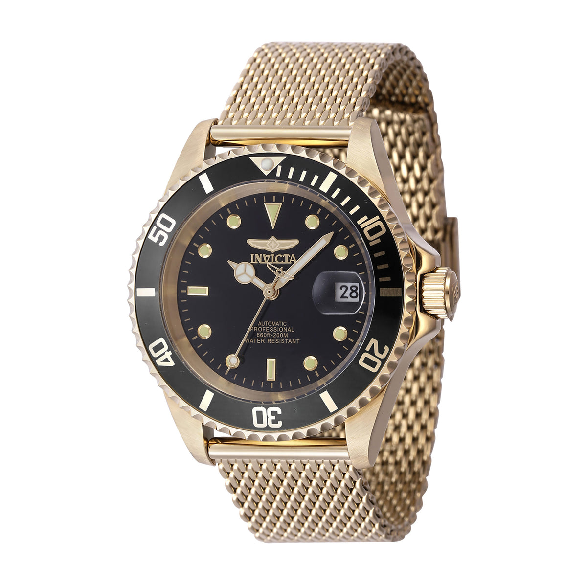 Invicta Pro Diver Men 40mm Stainless Steel Gold Black dial 8215 Automatic