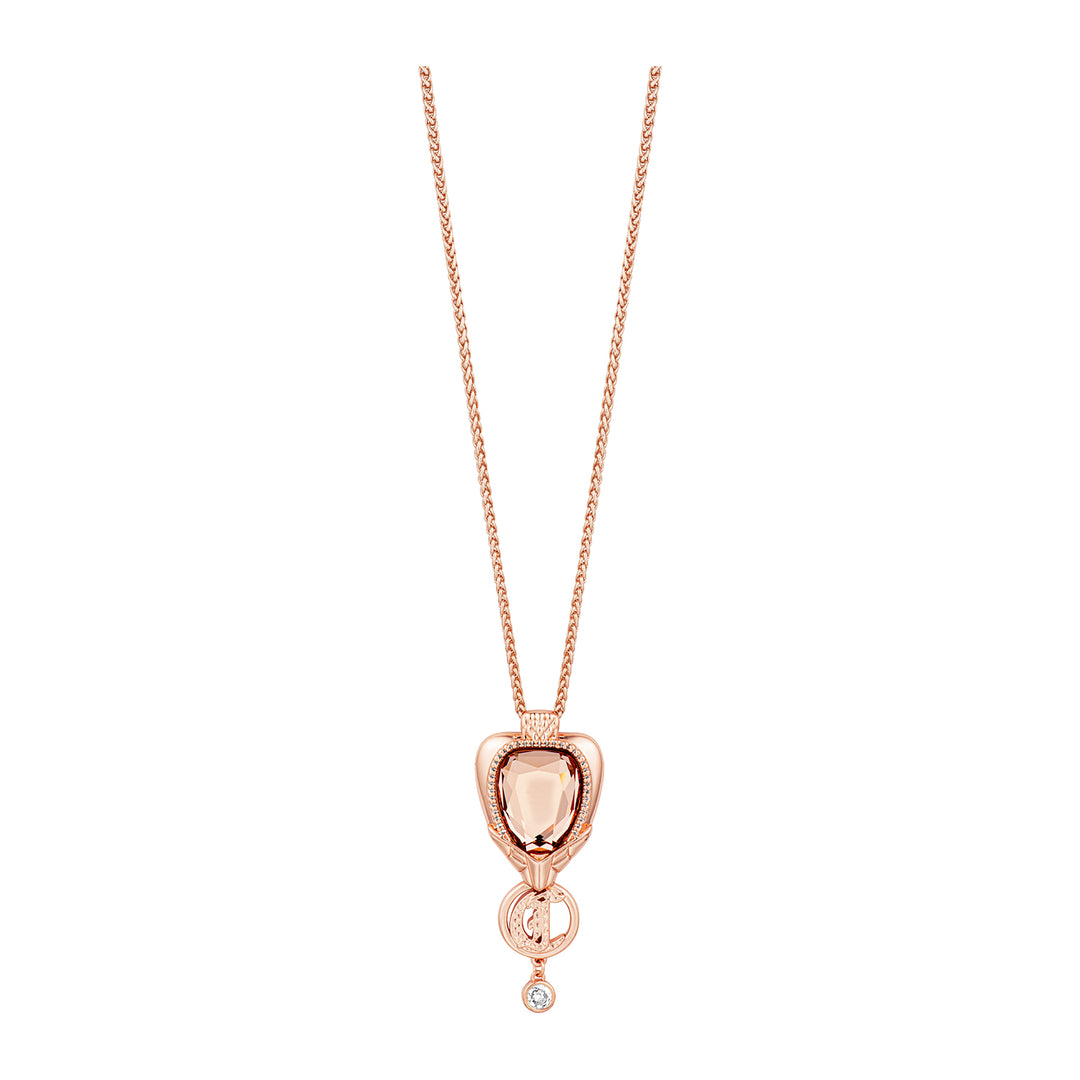 JUST CAVALLI Necklace, Rose Gold Color, Stones Color: Light Peach Glass