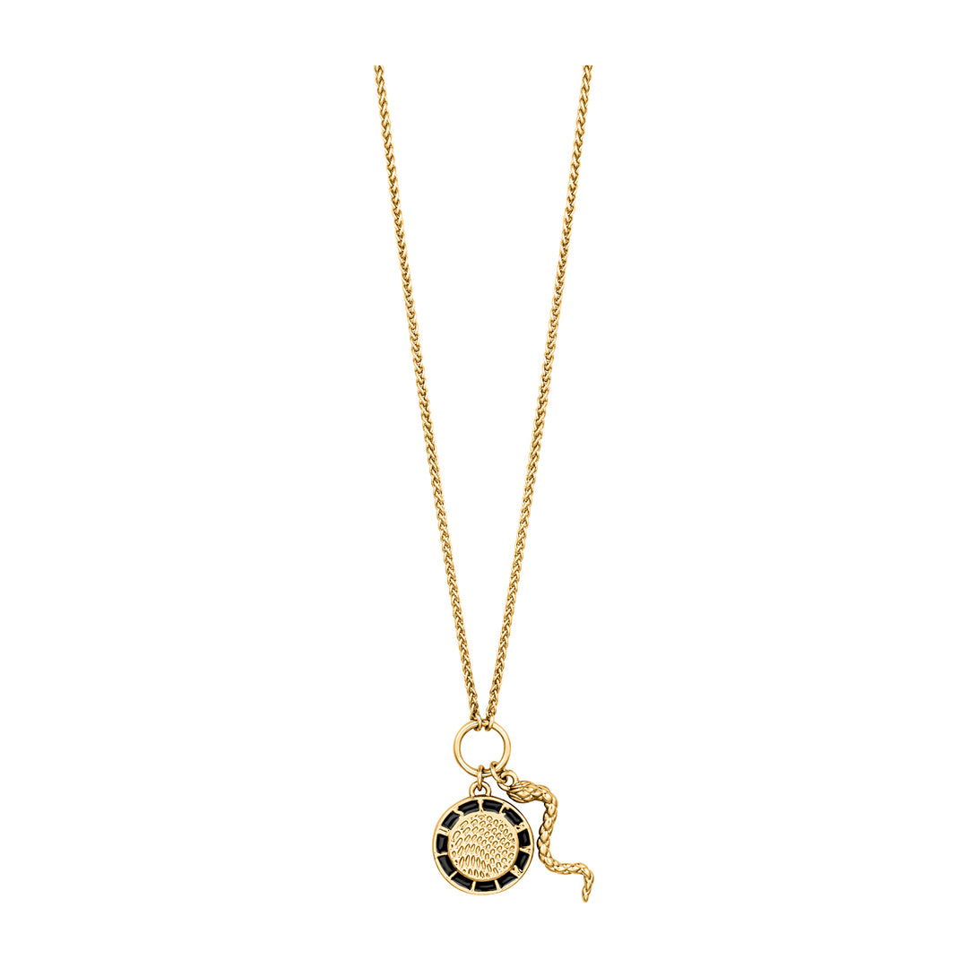 JUST CAVALLI Necklace, Gold Color, Stones Color: Black epoxy