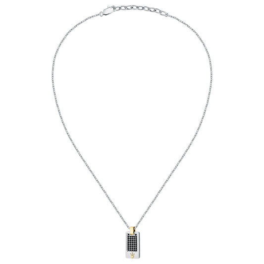 Iconic Neckl SS YG CZ Black 45+5CM