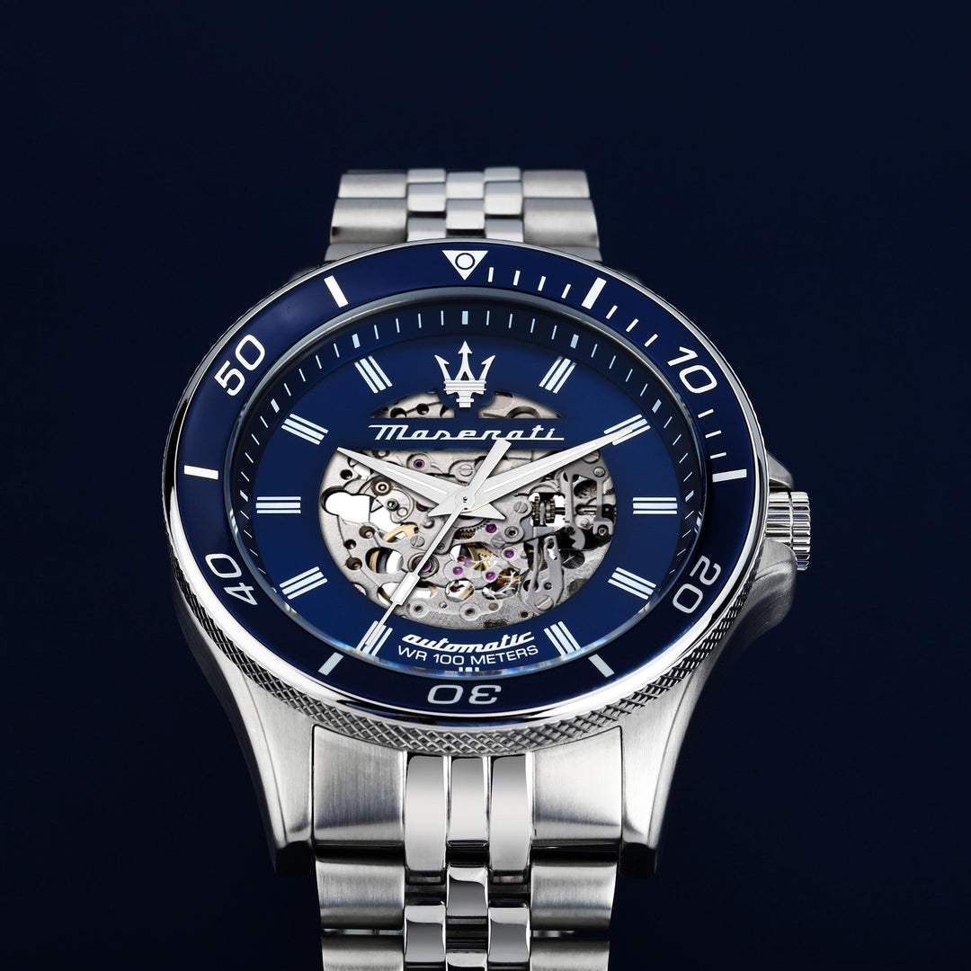 Maserati Sfida 44mm Auto Blue Dial Ss Br Men's Watch - R8823140011