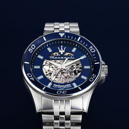 Maserati Sfida 44mm Auto Blue Dial Ss Br Men's Watch