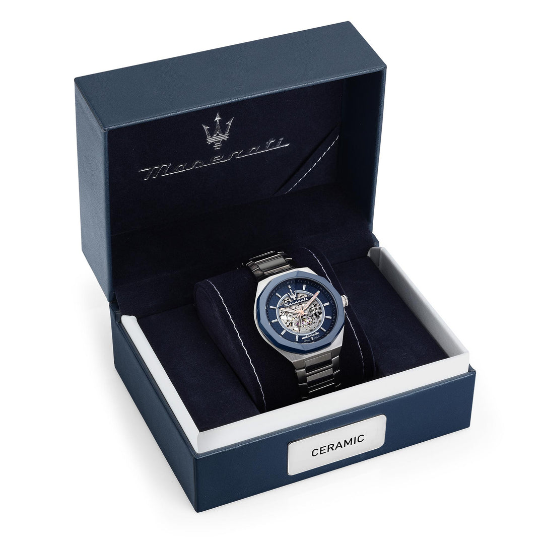 Maserati Stile 45mm Auto Blue Dial Br Ss Men's Watch - R8823142004