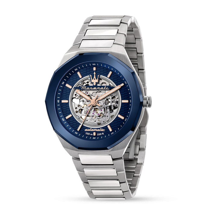 Maserati Stile 45mm Auto Blue Dial Br Ss Men's Watch - R8823142004