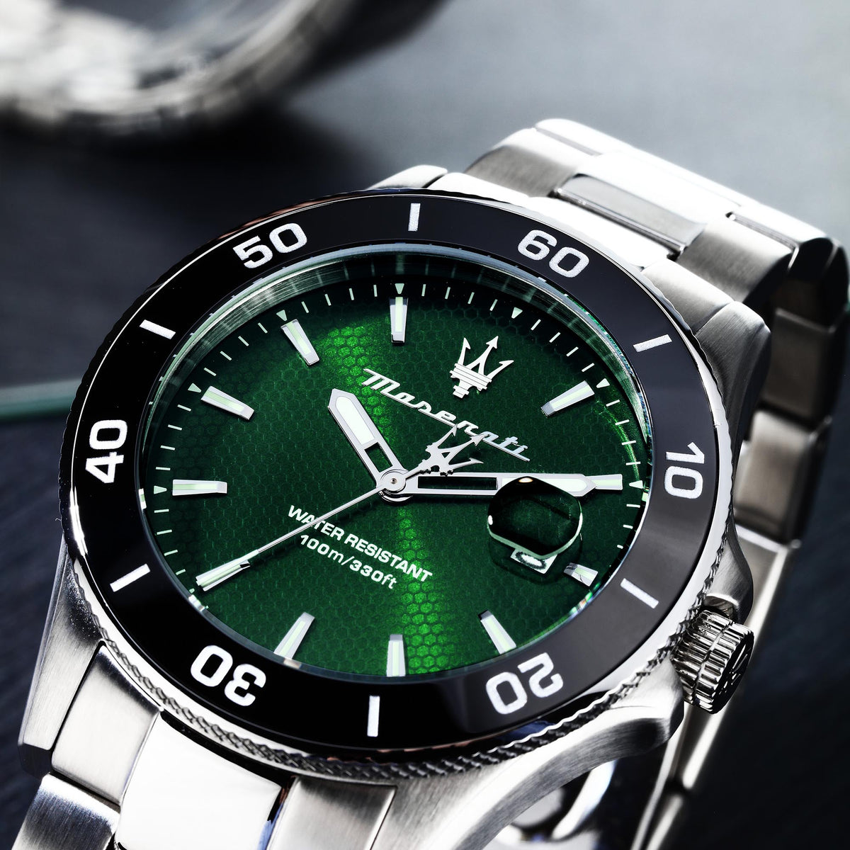Maserati Competizione 43mm 3H Green Dial Ss Br Men's Watch - R8853100038