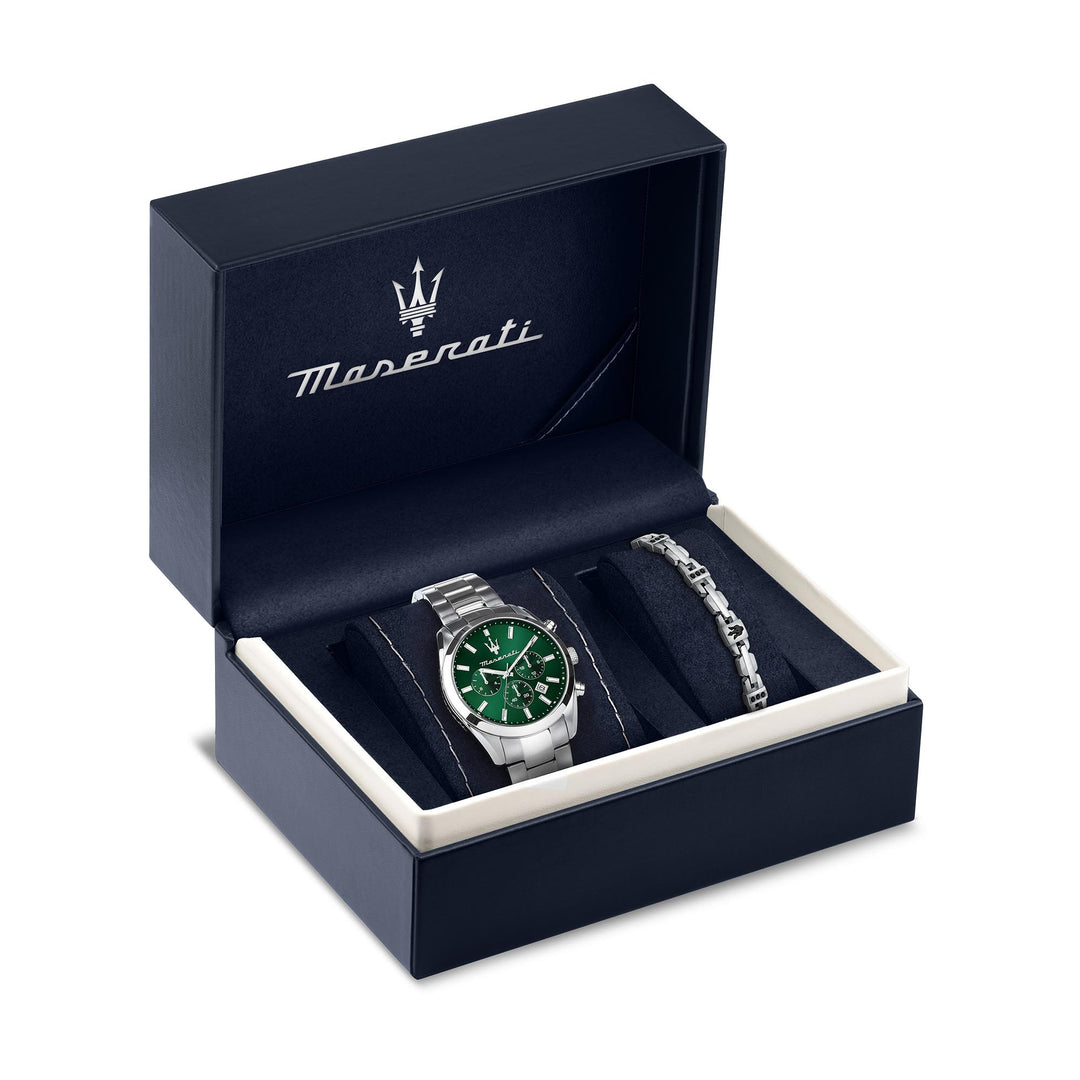 Maserati Attrazione 43mm Mlt Green Dial Ss Br+Jew Men's Watch