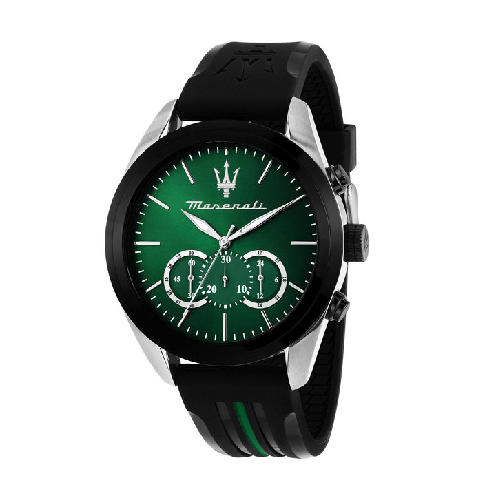 Maserati Traguardo 45mm Chr Green Dial Blk+Gre Pu Men's Watch