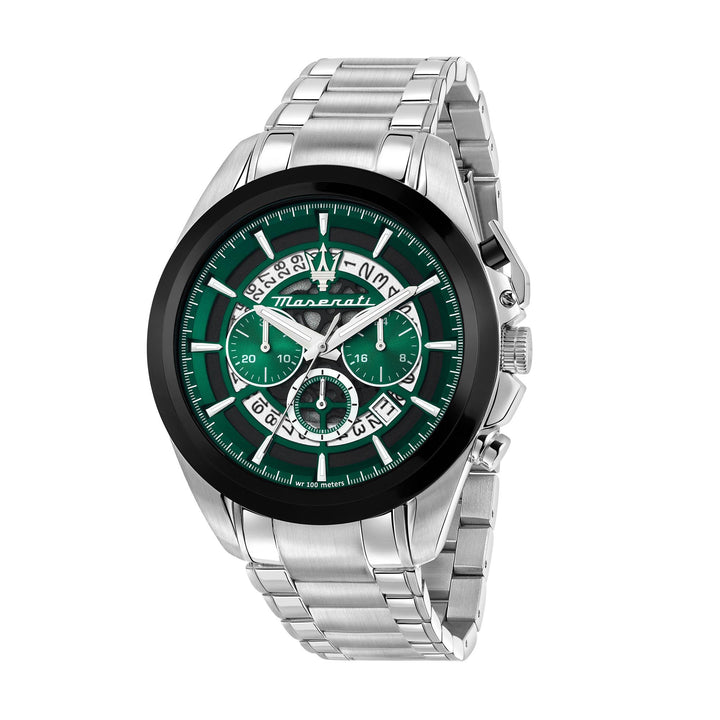 Maserati Traguardo 45mm Chr Green+Blk Dial Ss Br Men's Watch - R8873612060